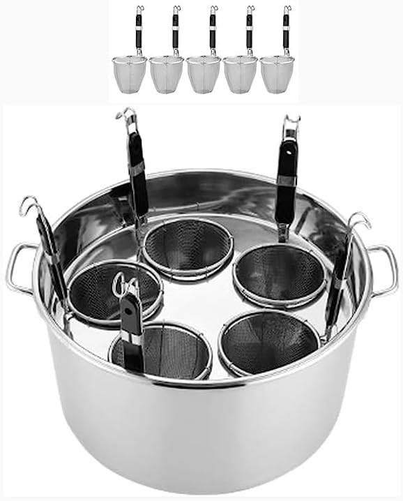 Commercial Stainless Steel Pasta Pot with Divider & Colander Strainer - Versatile Cooking Set for Home & Restaurant, Perfect for Boiling, Steaming & Serving Pasta