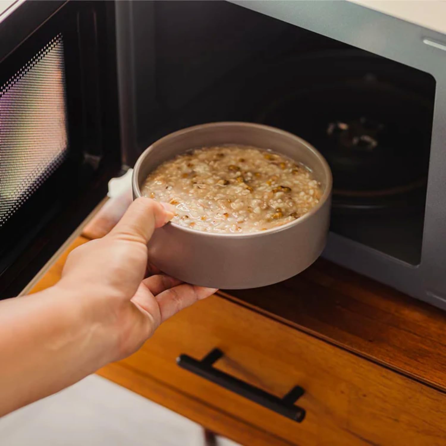 6 Set FIKA One Kitchen Ceramic Round Food Container Set with Glass Lid, Porcelain Prep, Mixing & Serving Bowls, Microwave, Oven & Dishwasher Safe Storage, Home Deco Canister (1000ml / 1.06qt / 34oz)