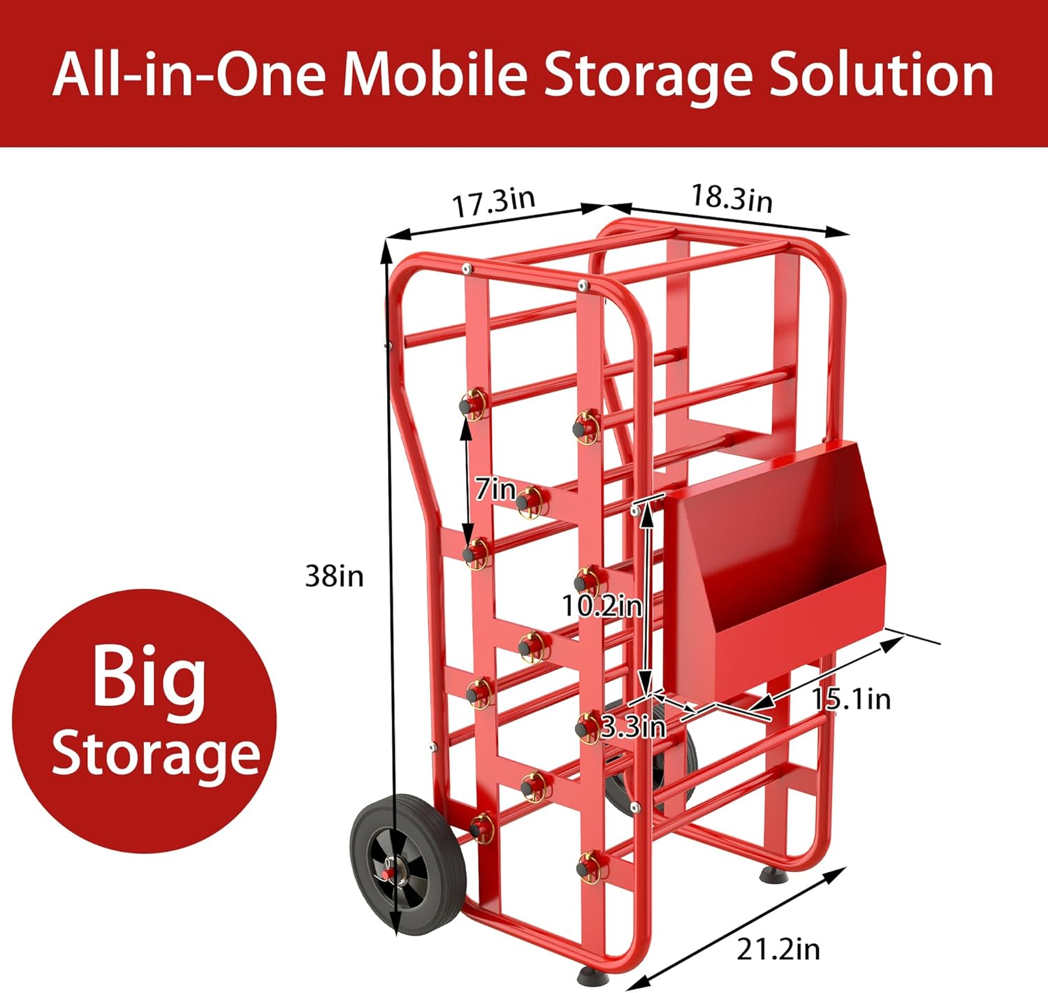 Wire Spool Rack with Wheels, Heavy Duty Cable Caddy & Wire Dispenser Organizer, Adjustable Rods, Large Capacity, Tool Bin, Mobile Cart for Electricians, Workshop & Warehouse, 38