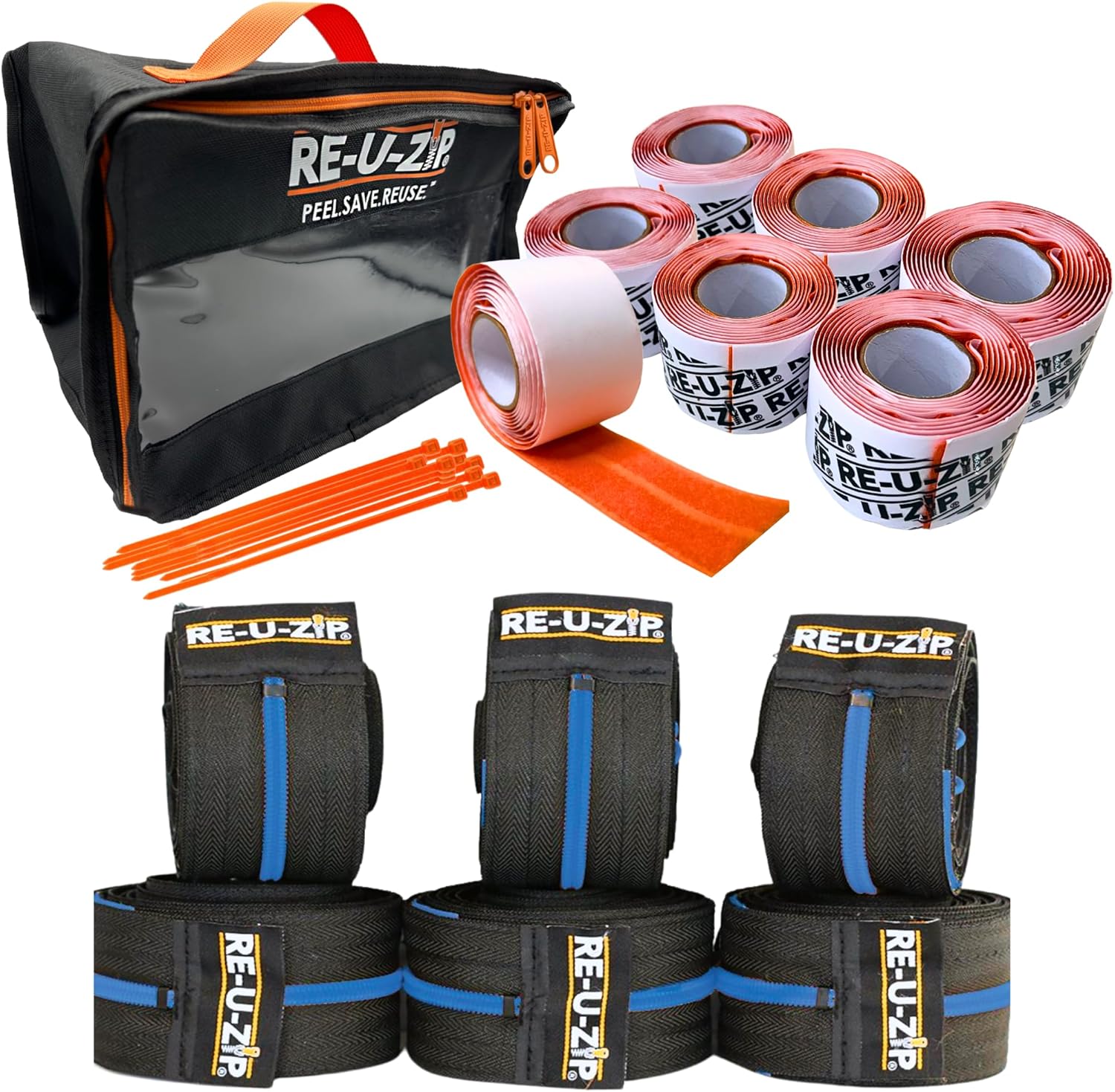 RE-U-ZIP® Heavy-Duty Reusable Dust Barrier Zipper | Pro Bundle | Patented Hook & Loop System | Cost-Effective & Reliable | Lockable Safety Feature