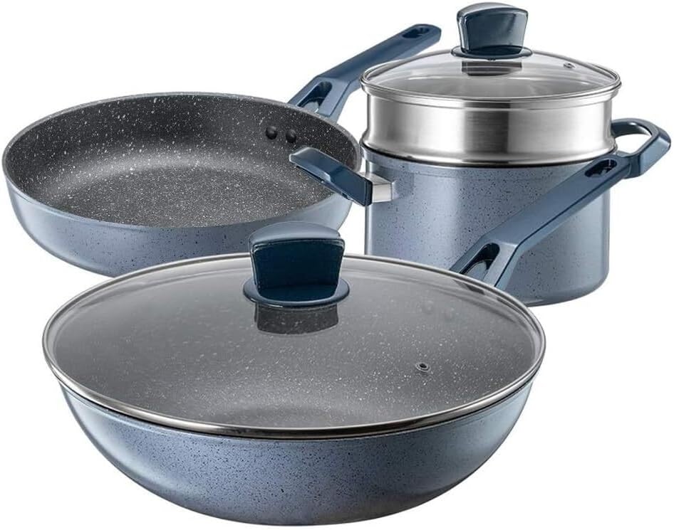 Pots and Pans Set 3Pcs Cookware Set Wok Soup Pot with Glass Lid Frying Pan Aluminum Alloy Non-Stick Cooking Pot Set Kitchen Pots and Pans Sets Non Stick