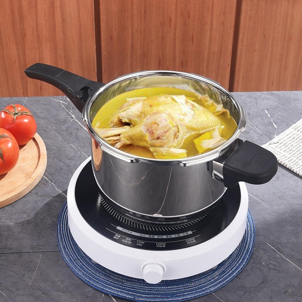 304 Stainless Steel Compound Bottom Pressure Cooker Stew Cooking Pot Multiple Insurance,As Show-0.1 Quarts