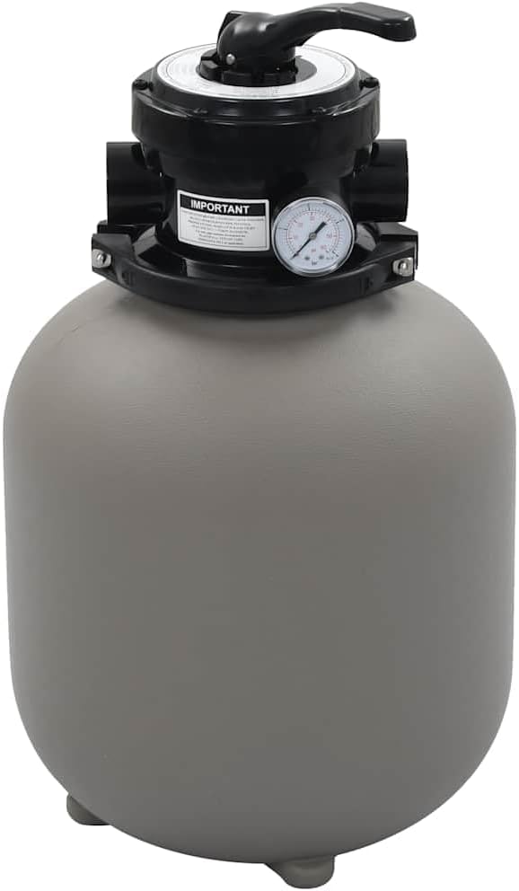 Pool Filter Grey High-Density Polyethylene 14-inch, Durable Above Ground Sand Filter for Clean Pool Water, 1,849.8 GPH Flow Rate