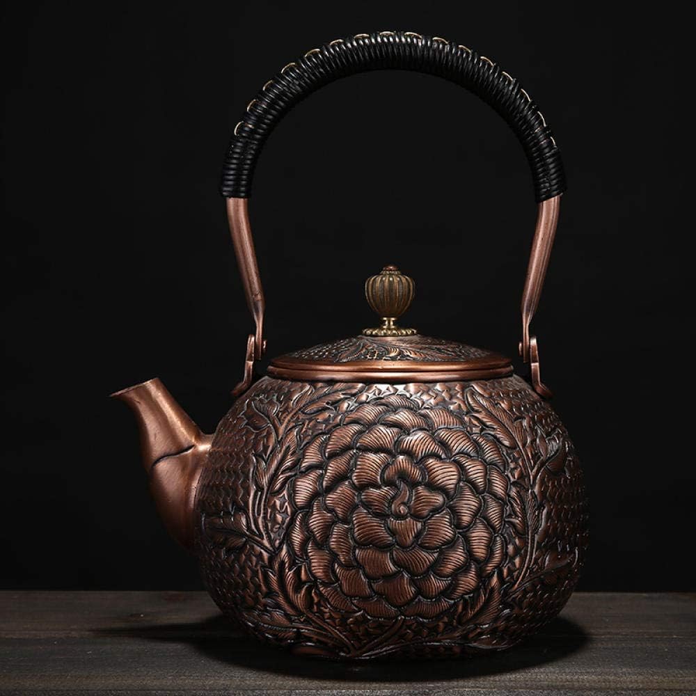 1.2 L Handmade Copper Pot Carving Craft Pure Copper Coffee Copper Pot Boiling Water Tea Making Teapot-单壶,Monot