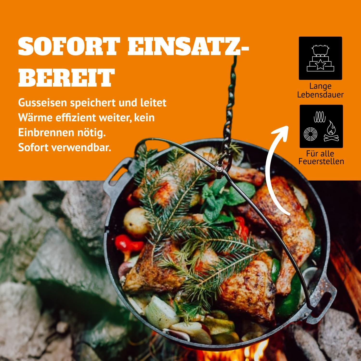 Petromax Cast Iron Dutch Oven for Cooking or Baking Outdoors Over a Campfire or in The Home Kitchen, Pre-Seasoned Cookware Conducts Heat Evenly, 3 Legs