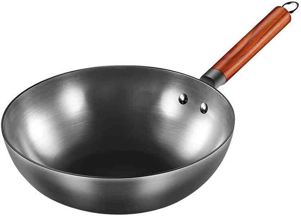 Iron Wok Traditional Handmade Pan Non-stick Non-coating Induction and Gas Cooker Cookware