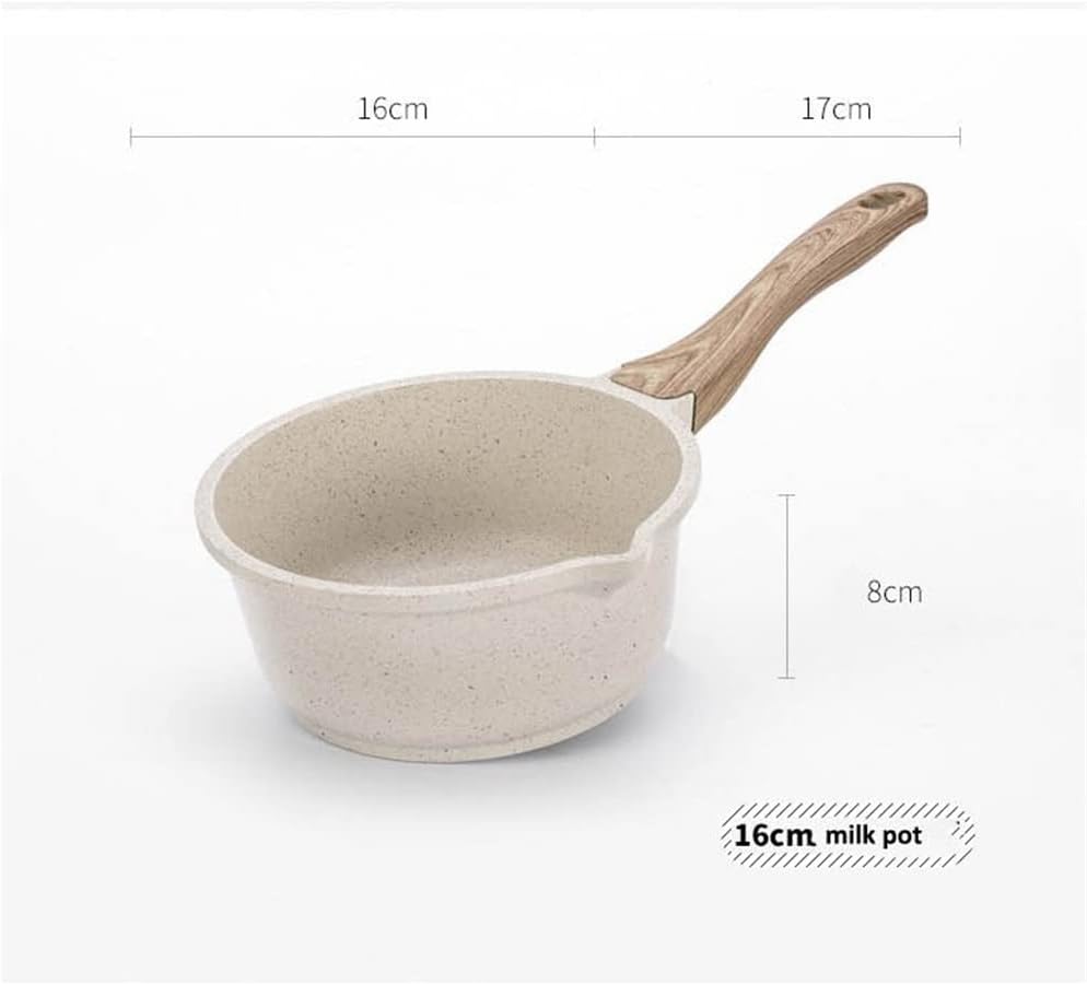 Wok Set Non-stick Pan Stone Wheat Rice Kitchen Stock Milk Pot Boiler Boiler With Glass Lid Frying Pan Frying Pan Feature: