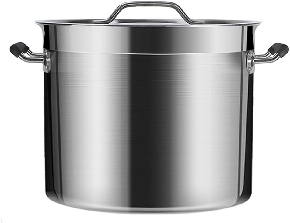 Stock Pot, Catering Commercial/Domestic Thickened 201 Stainless Steel Soup Pot with Lid for Gas Stove/Induction Cooker Stock Pot(68L)