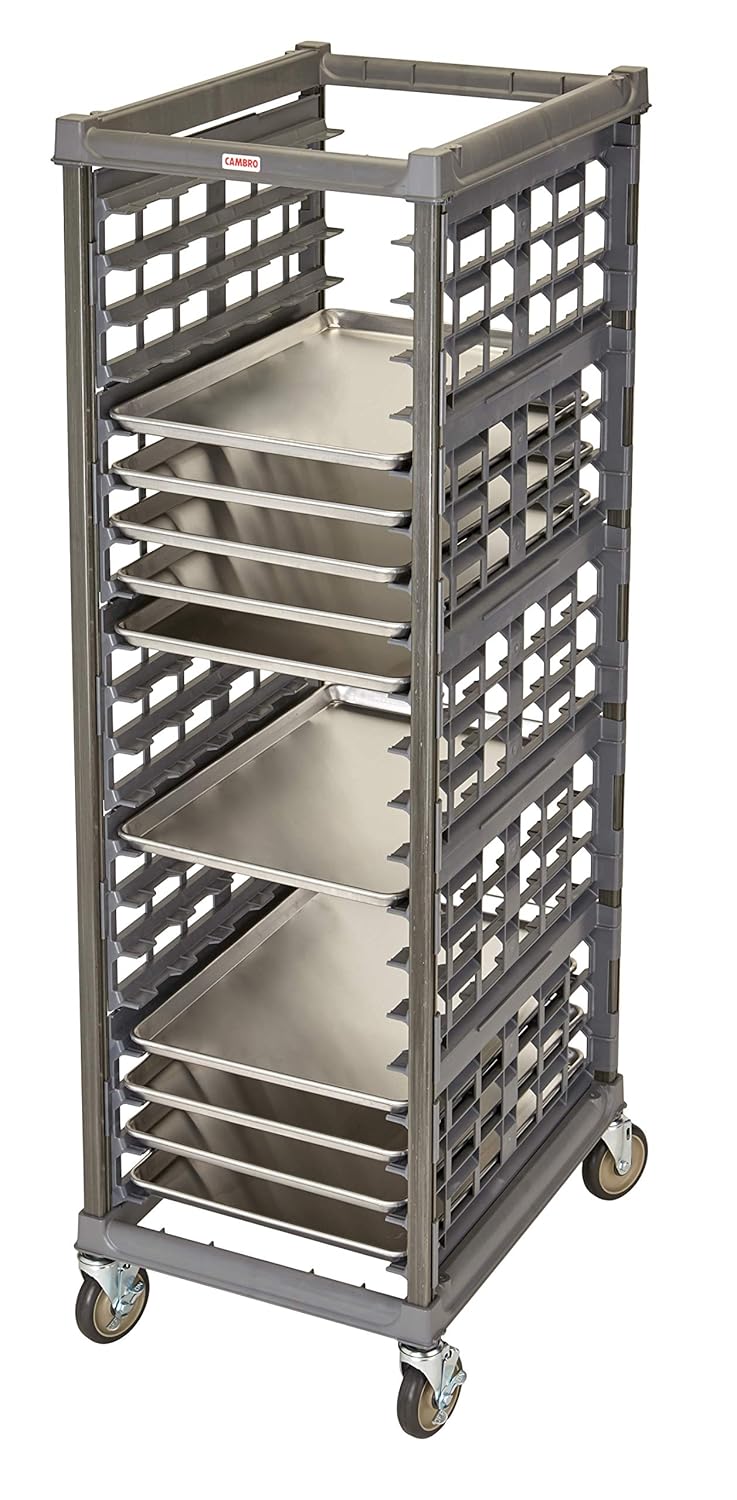 Cambro UPR1826F20580 Camshelving Ultimate Sheet Pan Rack - Full Size 20 Pan Capacity with Zinc Casters - Brushed Graphite Case of 1