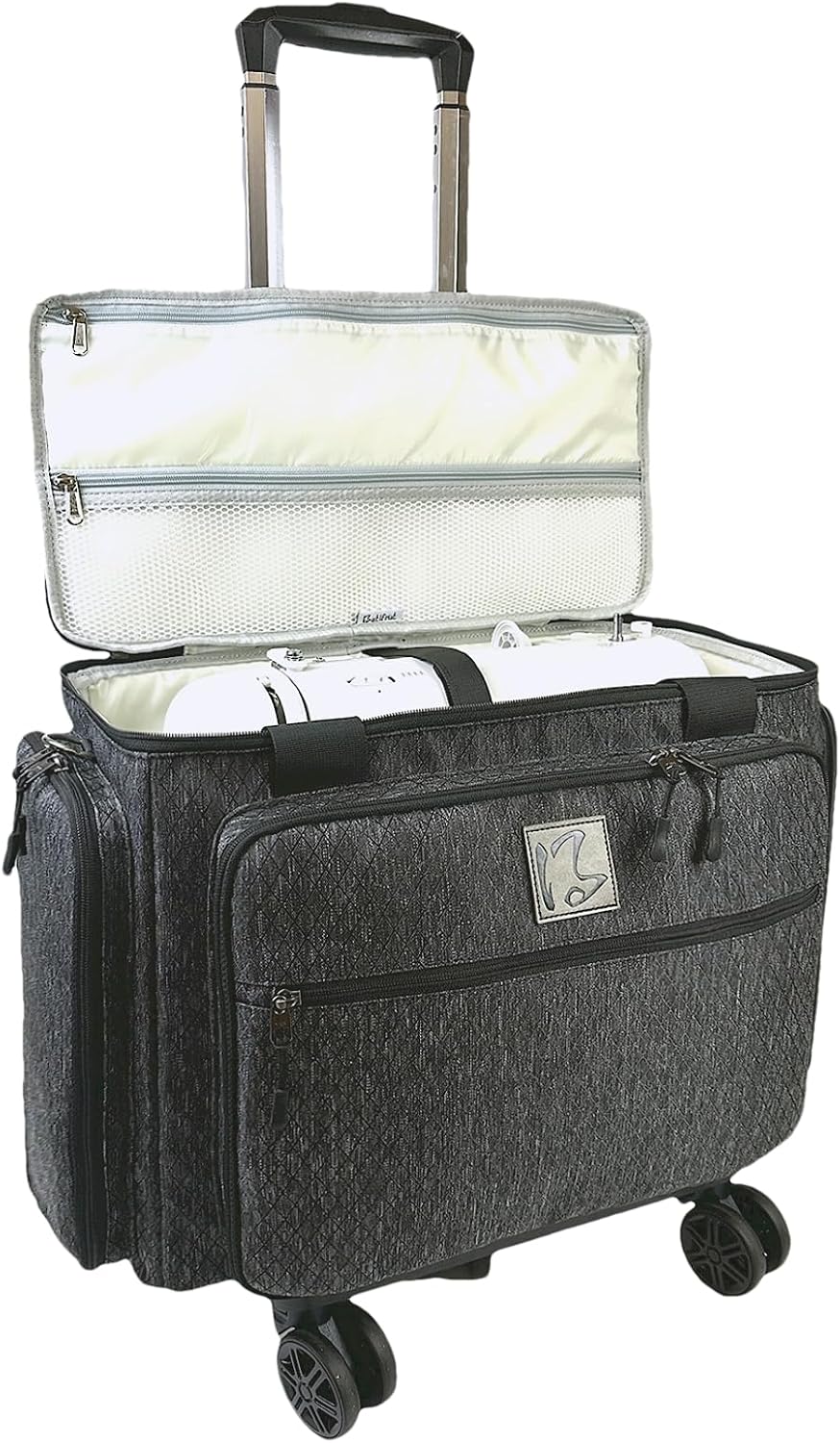 Rolling Sewing Machine Bag with Five 360-Degree Rotating Wheels,Sewing Machine Carrying Case Fits for Most Standard Sewing Machines,YKK zipper,Hard Bottom Pad (Black)