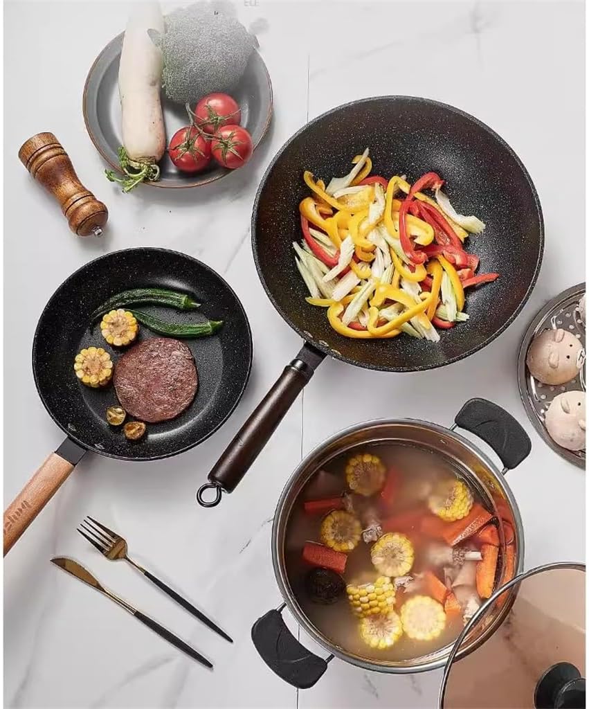 Complete Set Of Household Non-stick Cooker Induction Cooker Three Set Soup Frying Pan