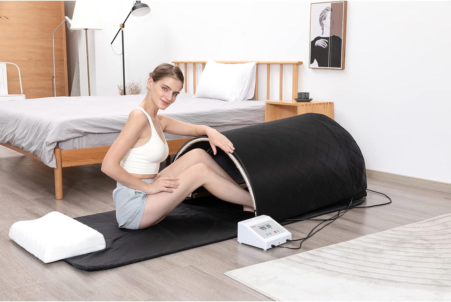 Portable Professional Far Infrared Sauna Dome,360 Degree Complete Coverage Personal Sauna Capsule,with Pillows, Two - Stage Home Sauna Spa