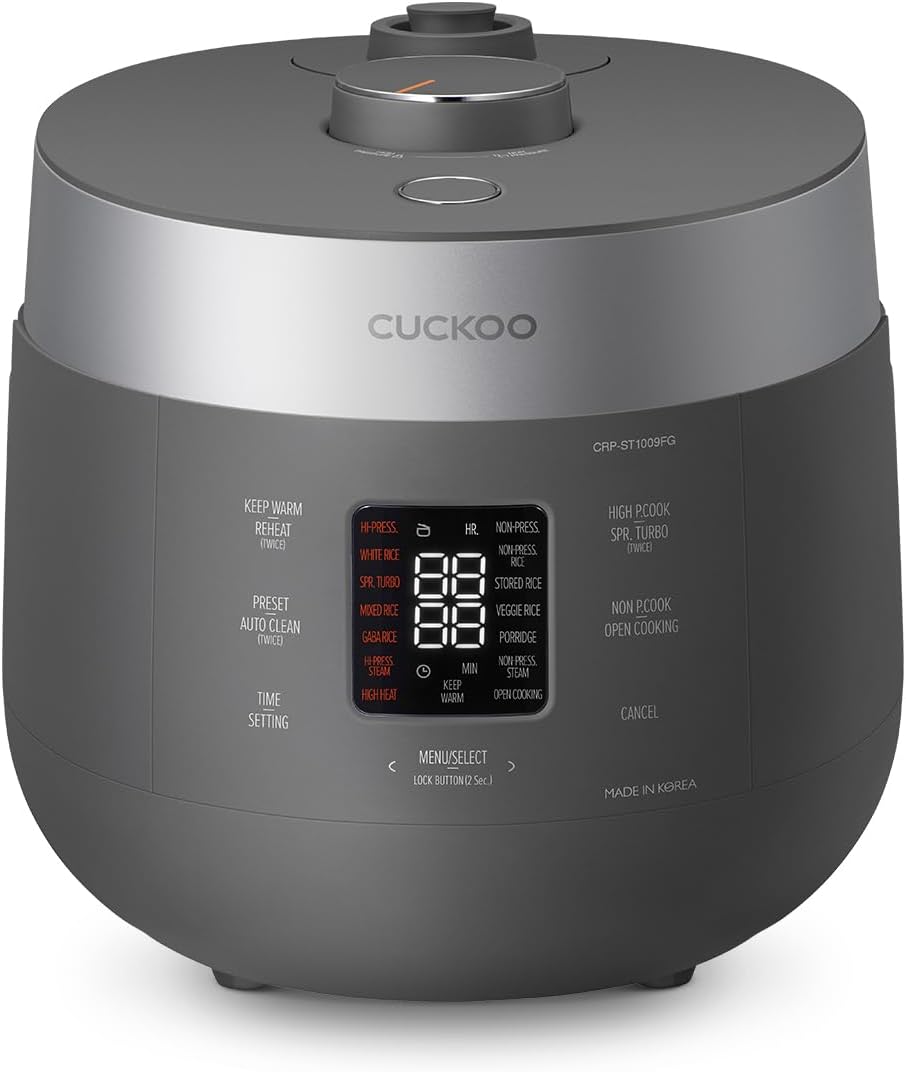 CUCKOO Twin Pressure Rice Cooker 6-Cup Uncooked / 12-Cup Cooked with Nonstick Inner Pot, Versatile Rice Maker & Warmer with 16 Menu Options, Open Cooking Mode, Voice Guide, White (CRP-ST0609FW)