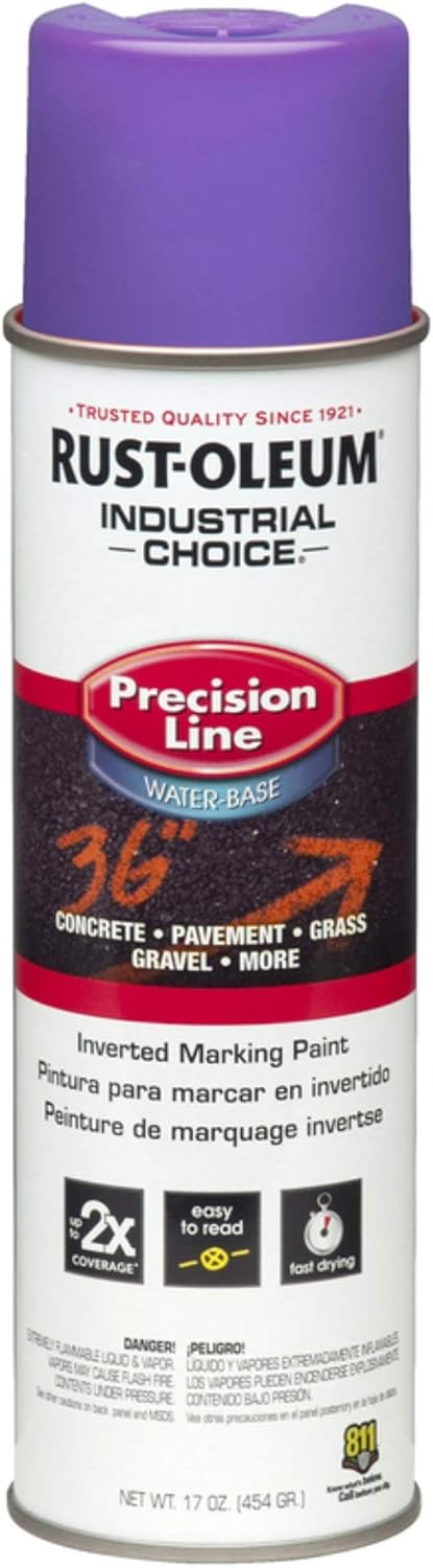 Rust-Oleum 1869838 M1800 Water-Based Precision-Line Inverted Marking Paint Aero, Fluor. Purple, Lot of 12