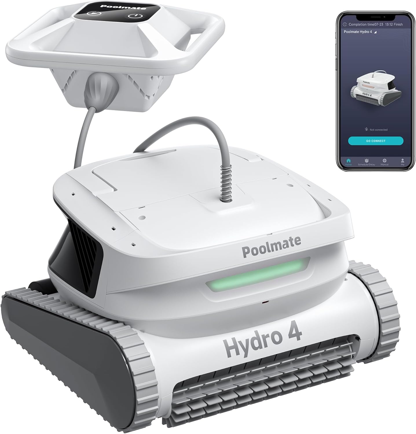 Robotic Pool Cleaner, Pool Vacuum Cleaner with Dual Inlet for Above/In ground Pools up to 1,614 Sq.ft, 210 Mins Runtime, Wall/Floor Cleaning, Waterline Tech, Smart Navigation, APP/Cloud Control