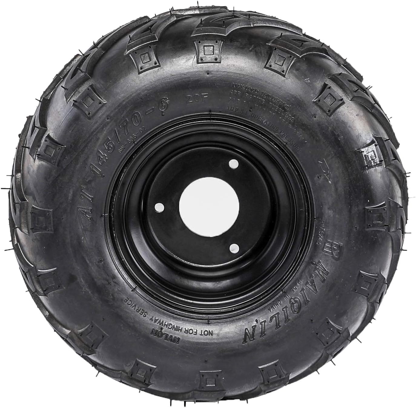 ATV Tires 145/70-6 Wheels with Rims | Tubeless tire for Go Kart UTV Quad Bike