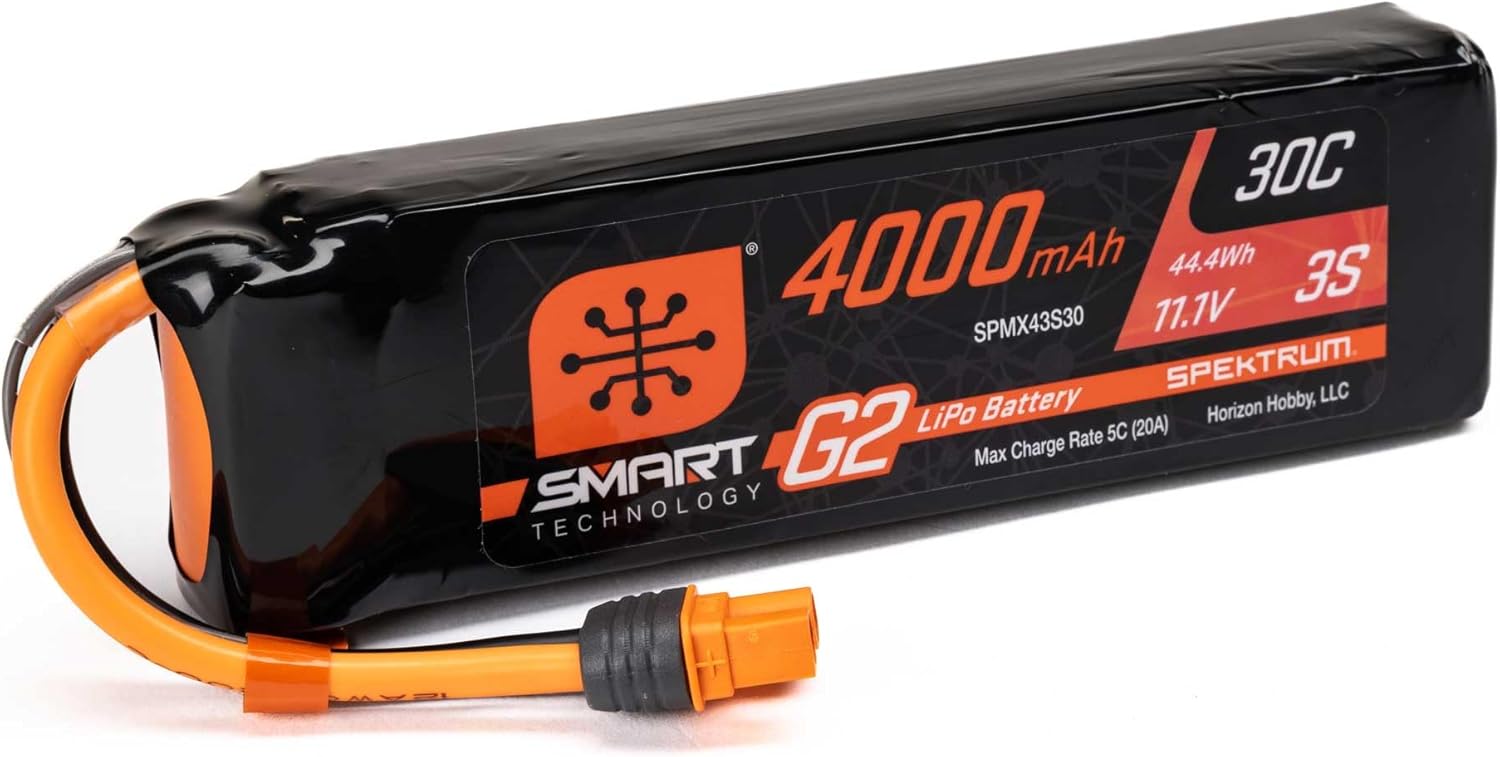 Spektrum 11.1V 4000mAh 3S Smart G2 LiPo Battery 30C: IC3, SPMX43S30