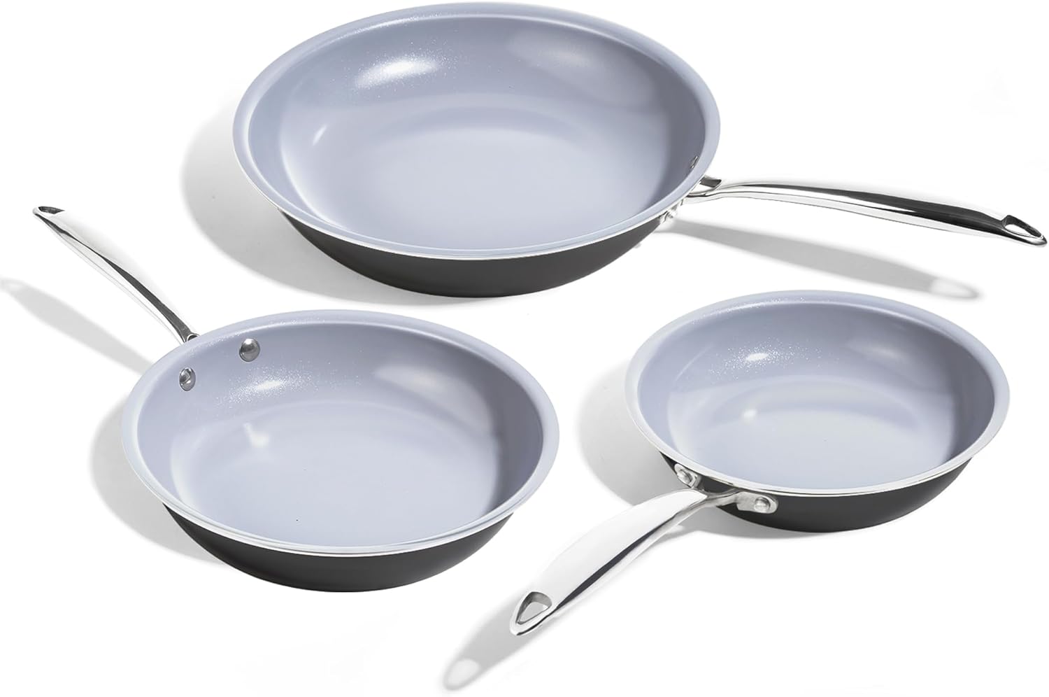 KITEXPERT Non Stick Frying Pans Set, Titanium Ceramic Pan Skillet Set Non Toxic, 8