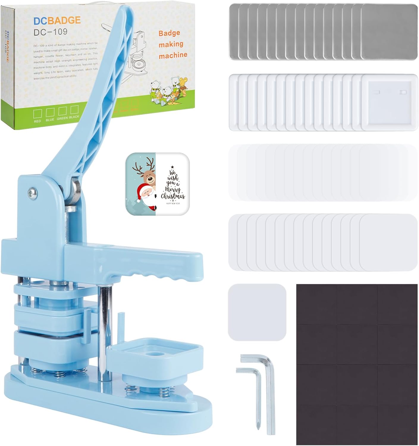 Fridge Magnet Button Maker Machine, Square-Shaped Pin Maker Machine for Fridge Magnet, 50mm/1.97 inch DIY Pin Badge Button Press Machine with 100 Sets Button Maker Supplies