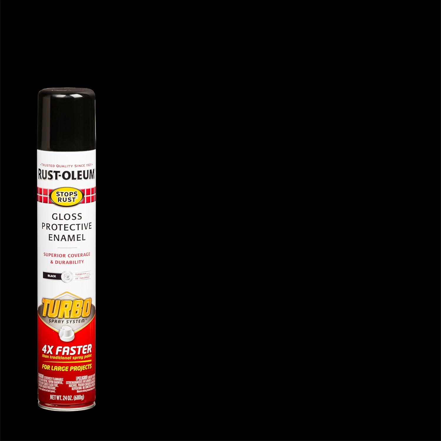 Rust-Oleum 334128-6PK Stops Rust Turbo Spray System Spray Paint, 24 oz, Gloss Black, 6 Pack