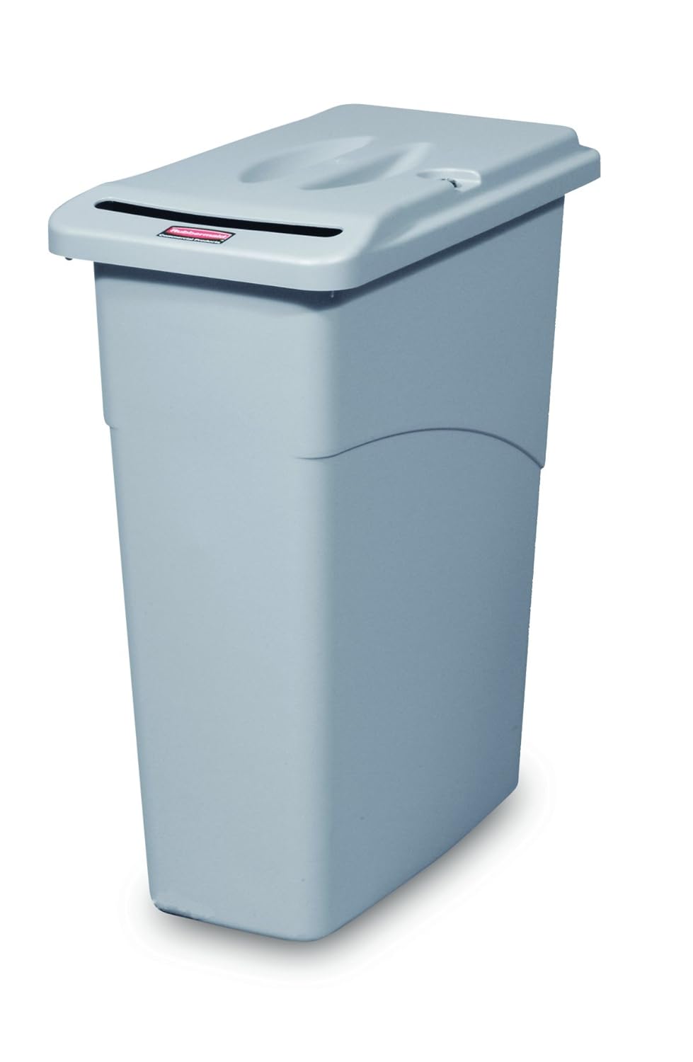 Rubbermaid Commercial Products Slim Jim Waste Confidential Combo 23-Gallon Gray Paper Slot to dispose Documents with Lock Lid for Security Best use for Offices/School/University/Courtroom
