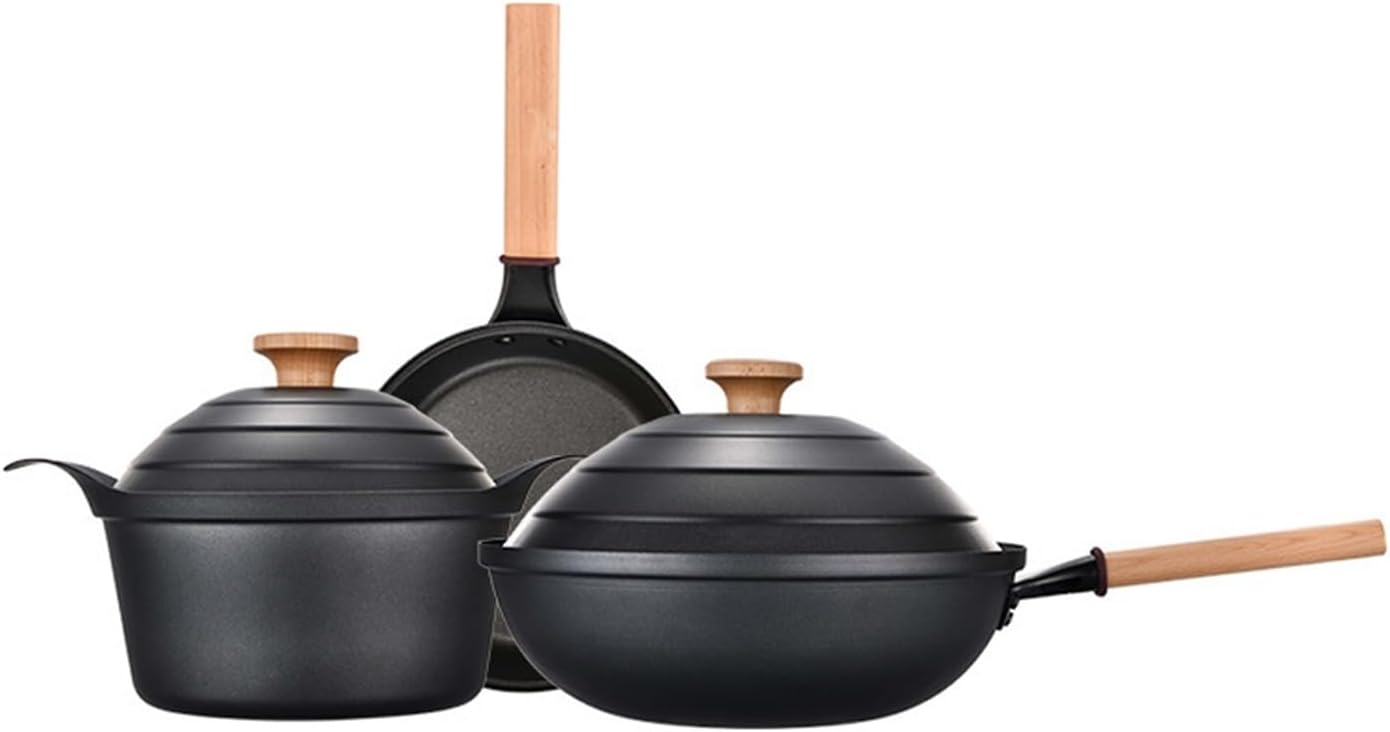 Three-piece Wok Set Skillet Non-stick Stockpot Household Combination
