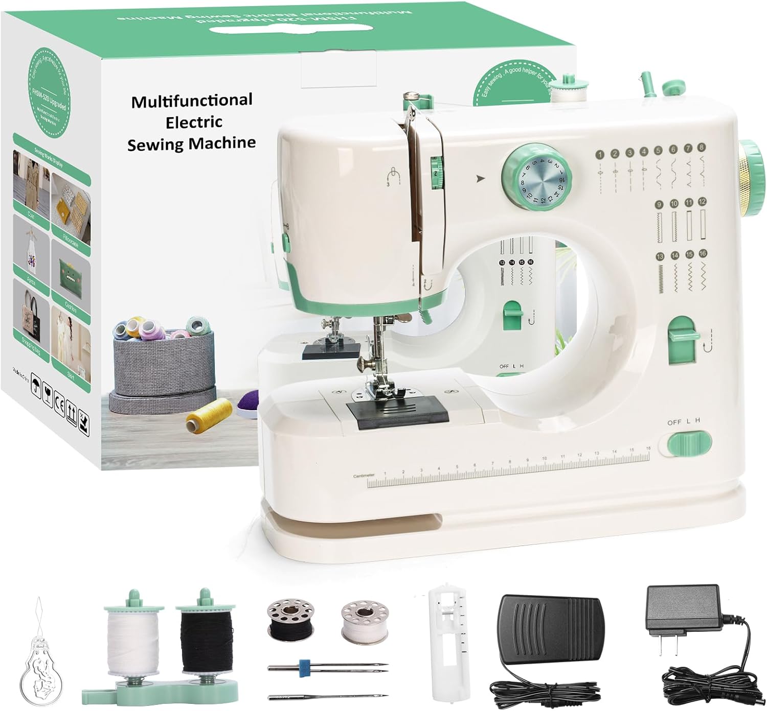Mini Dual-Speed Sewing Machine Double Needle & Double Thread 16 Stitch Modes Beginner-Friendly Household Sewing Machine, ldeal for Adults & Beginners