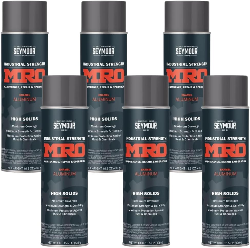 SEYMOUR 620-1415 Industrial MRO High Solids Spray Paint, Gloss Black, 16 Ounce Case: 6 Units