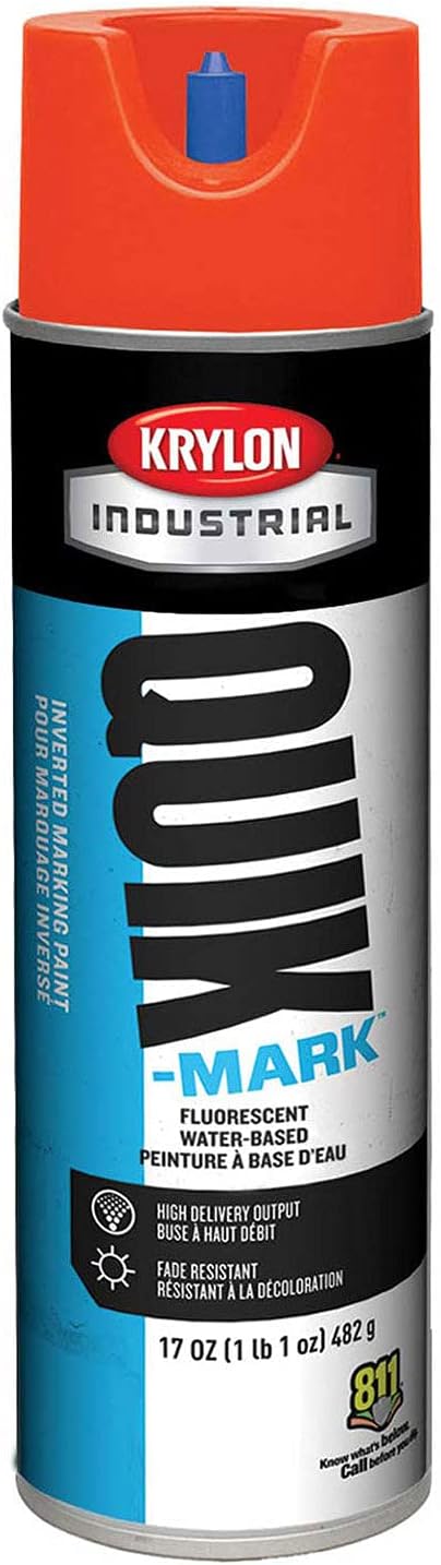 Krylon Industrial Quik-Mark Wb Inverted Marking Paint Fluor. Safety Red, Lot of 12