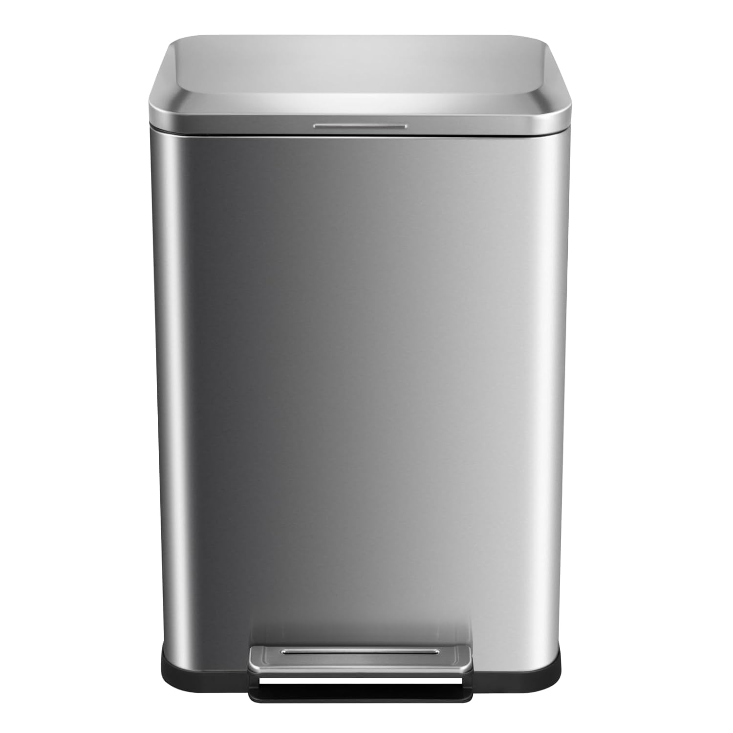 Stainless Steel 50 Liter / 13 Gallon Trash Can & 8 Liter / 2 Gallon Gal Trash Can, Rectangular Steel Pedal Recycle Bin with Lid and Inner Buckets, Rectangular Hands-Free Kitchen Garbage Can