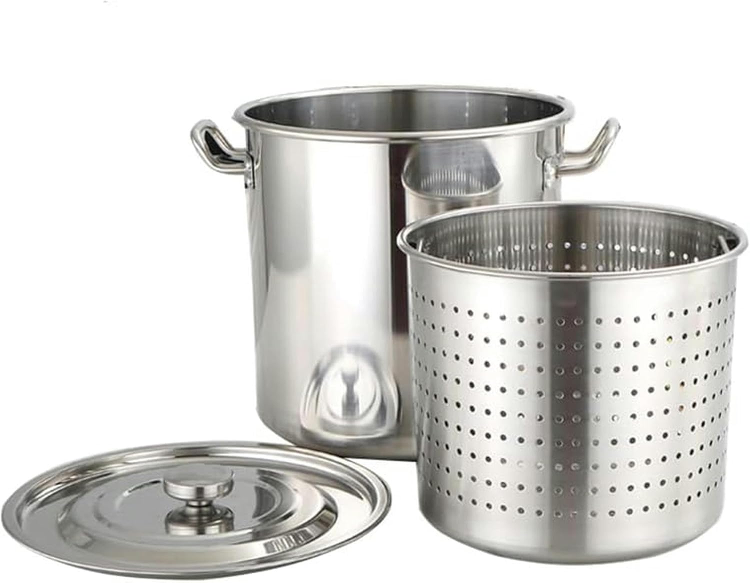 Large Stainless Steel Stockpot with Strainer Basket and Lid 27Qt/45Qt/63Qt Heavy Duty Seafood Crab Boil Turkey Fryer Pot Versatile Pot for Lobster Shrimp Boiling,50L/45Qt(30L/27Qt)