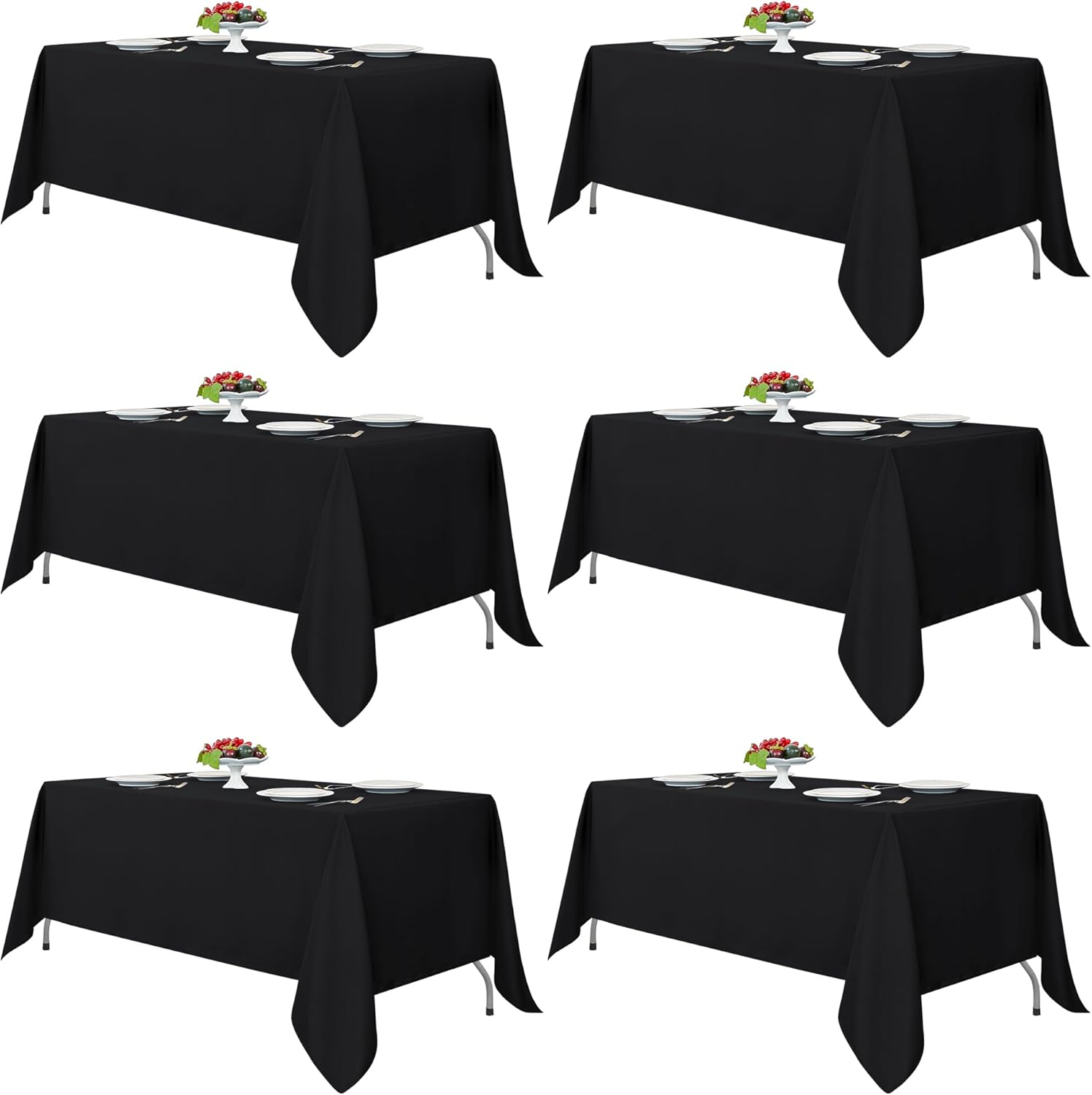 Fitable 6 Pack Burgundy Tablecloths for Round Tables - 108 Inches in Diameter - Stain Resistant and Washable Table Clothes, Polyester Fabric Table Covers for Wedding, Party, Banquet, Formal Events