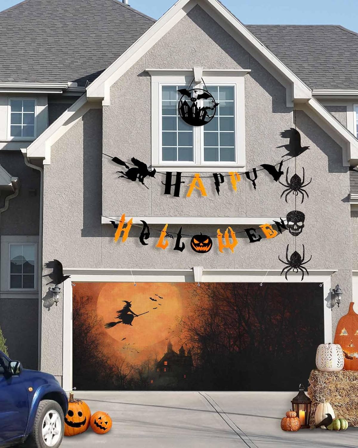 Happy Fall Y'all Garage Door Banner 7 x 16 ft Thanksgiving Gnome Pumpkins Holiday Garage Decorations Photo Background Large Outdoor Hanging Backdrop Garage Door Cover for Party Home Decor