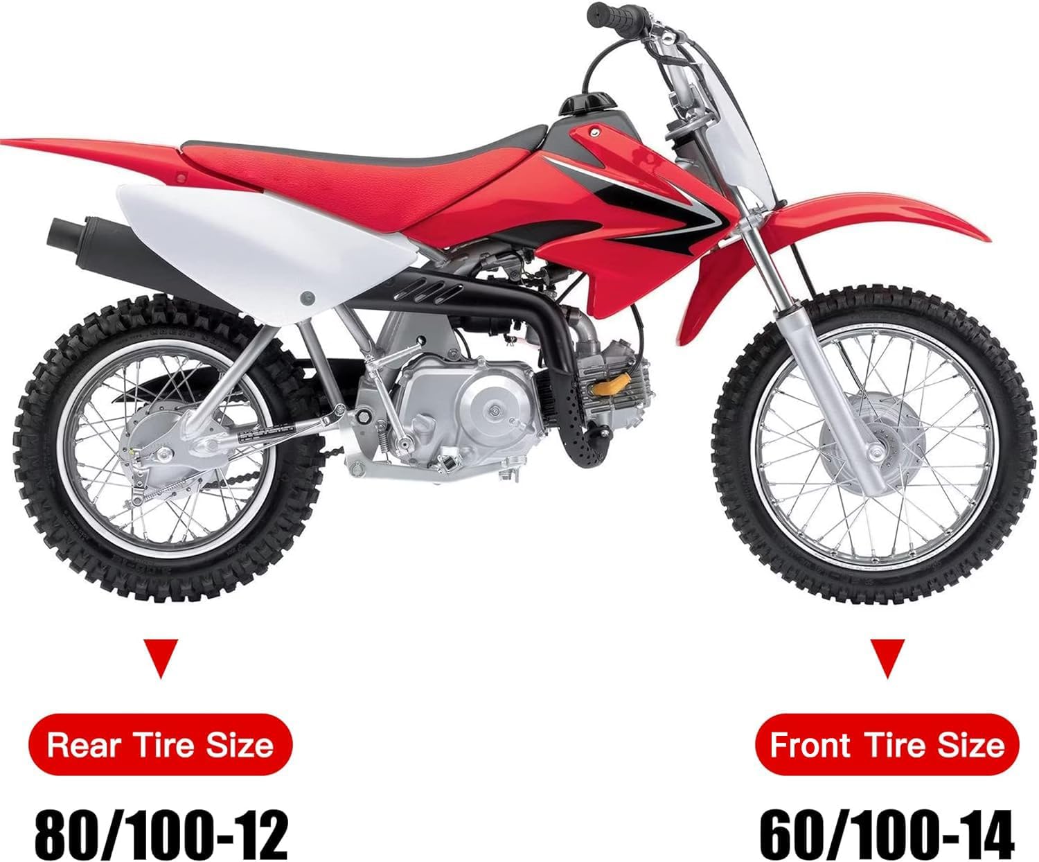 GREHUA 2.50-14 60/100-14 Front 3.00-12 80/100-12 Rear Tire Inner Tube for 90cc 110cc 125cc SSR CRF70 CRF110 XR70 KLX110 KX60 KX65 KX110 JR80 RM60 TTR90 TTR110 PW80 Pit Dirt Bike Off Road Motocross