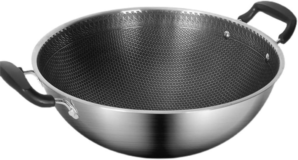 Stainless Steel Frying Pan Household Round Bottom Gas Concave Induction Cooker Non-stick