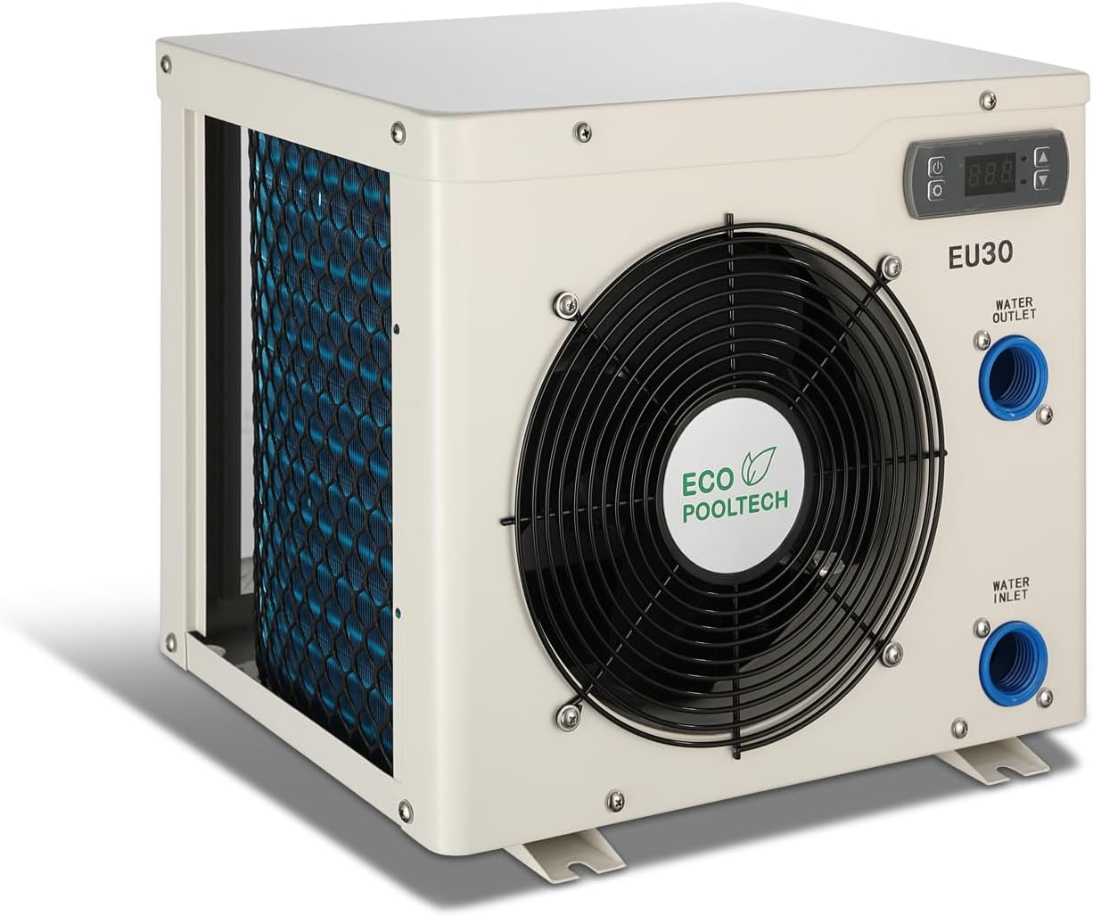 Swimming Pool Heater for Above Ground Pools and Spas, Max 11568BTU Electric Pool Heat Pump, Titanium Heat Exchanger, 110V-120V Plug-in Small Pool Warmer, EU30