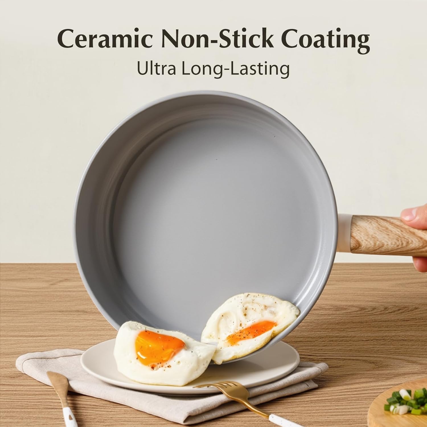 KOCH SYSTEME CS Non Stick Frying Pans Set 3 Piece, Nonstick Ceramic Frying Pans Heat-Resistant Handle, 8