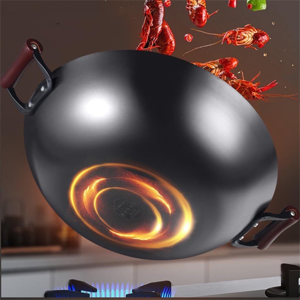 Iron Frying Pan Deepening Round Bottom Ear Uncoated Gas Use