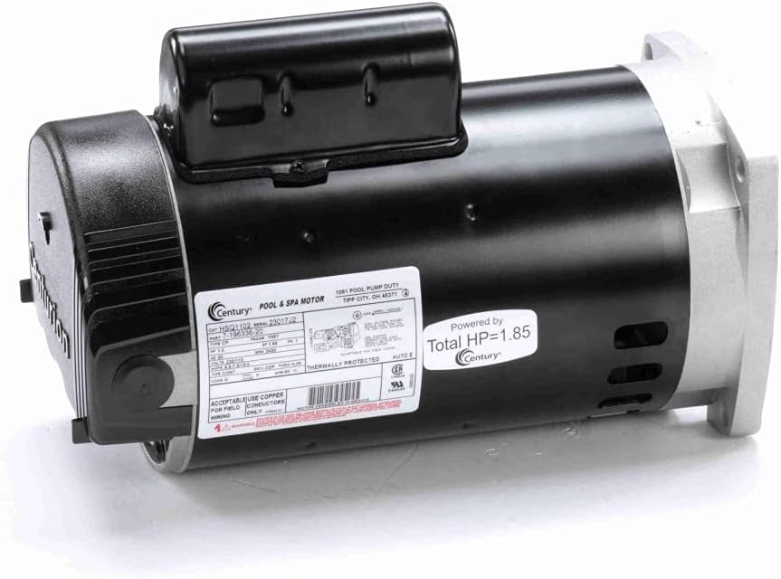 AO Smith/Century Electric Hayward Tristar Replacement, Full Rate, 1.5HP, 3450RPM, 115/208-230V, 20.0/12.0-10.0 AMPS, 1.6SERVICE Factor, Square Flange