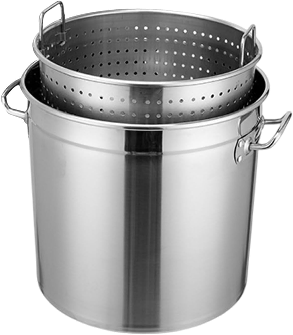 Stainless Steel Stockpot with Strainer Basket - Multipurpose Seafood Boil Pot & Deep Frying Turkey Fryer for Outdoor Gatherings(45cm)