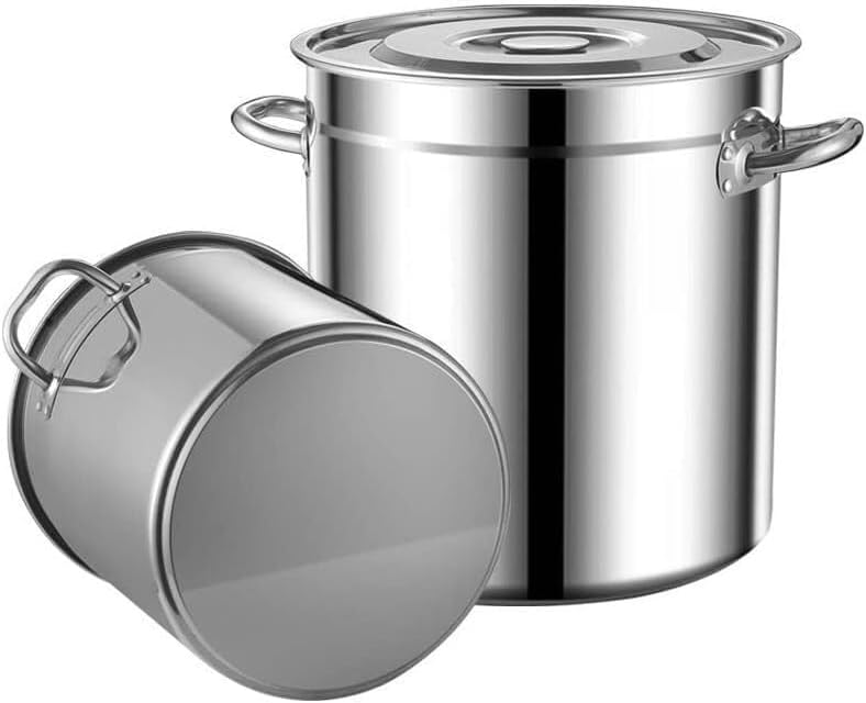 Large Stainless Steel Stock Pot for Soup and Stew - Heavy Duty Deep Frying Pot with Basket for Crab, Lobster, and Seafood Boil(70 Litres)