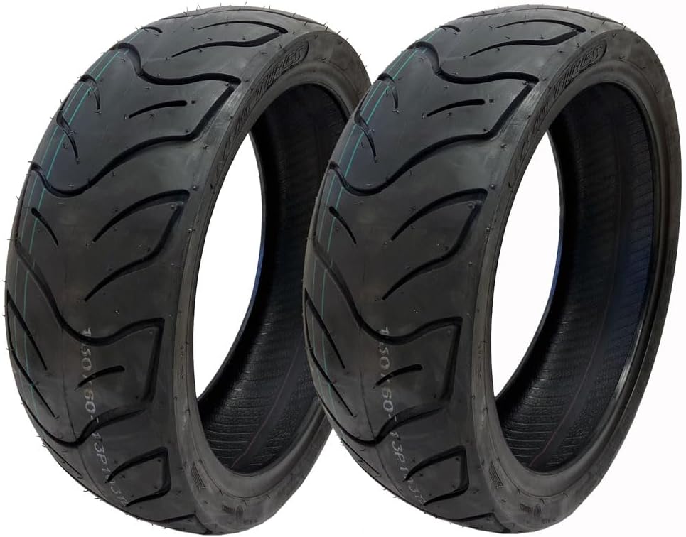 MMG Set of 2 Tires 130/60-13 Tubeless Front or Rear Motorcycle Scooter Moped