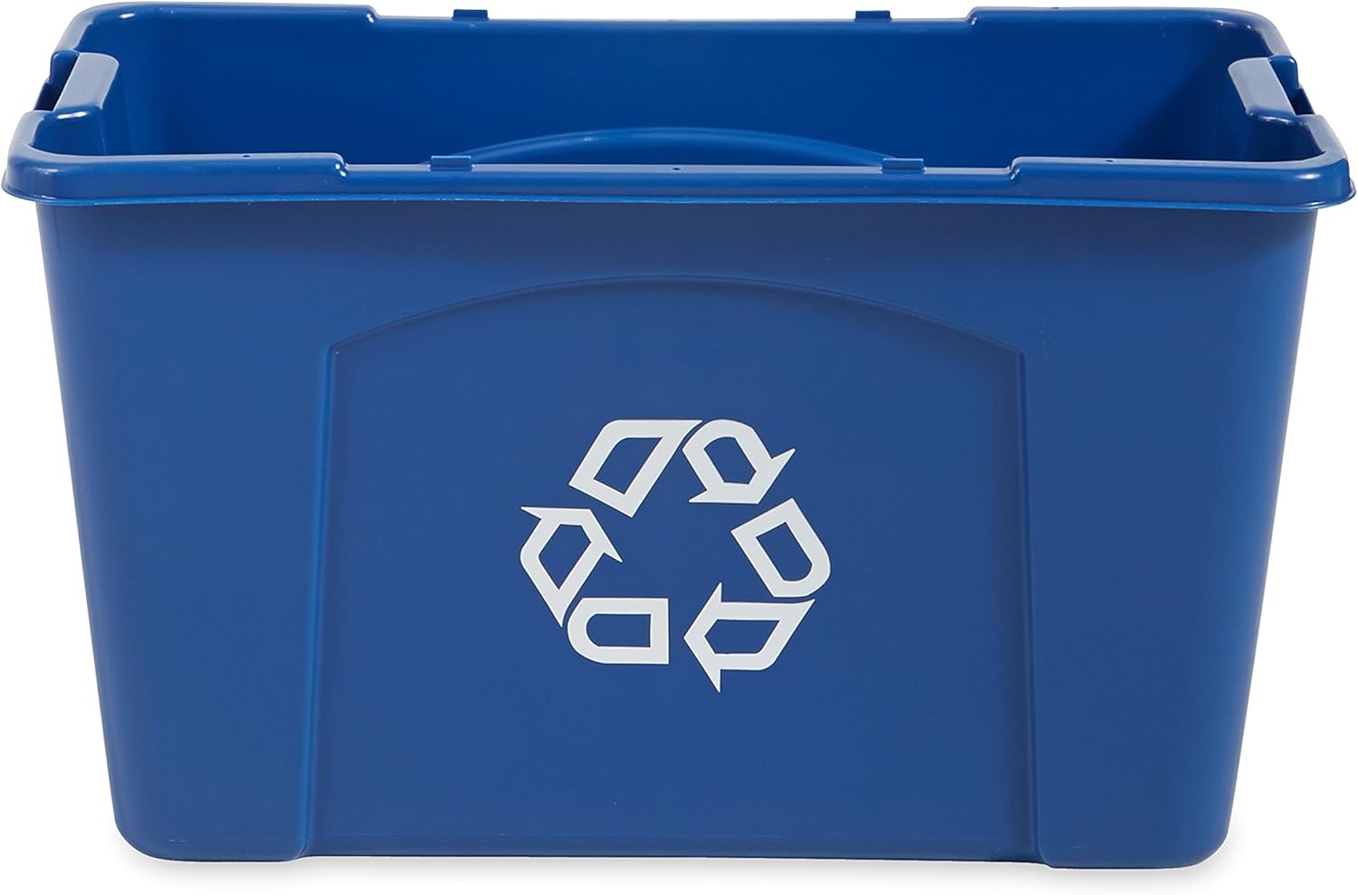 Rubbermaid Commercial Products Stackable Recycling Bin, 18 Gallon, Blue Storage Container, For Garage/Kitchen use for Boxes/Paper Recycle (Pack of 6)