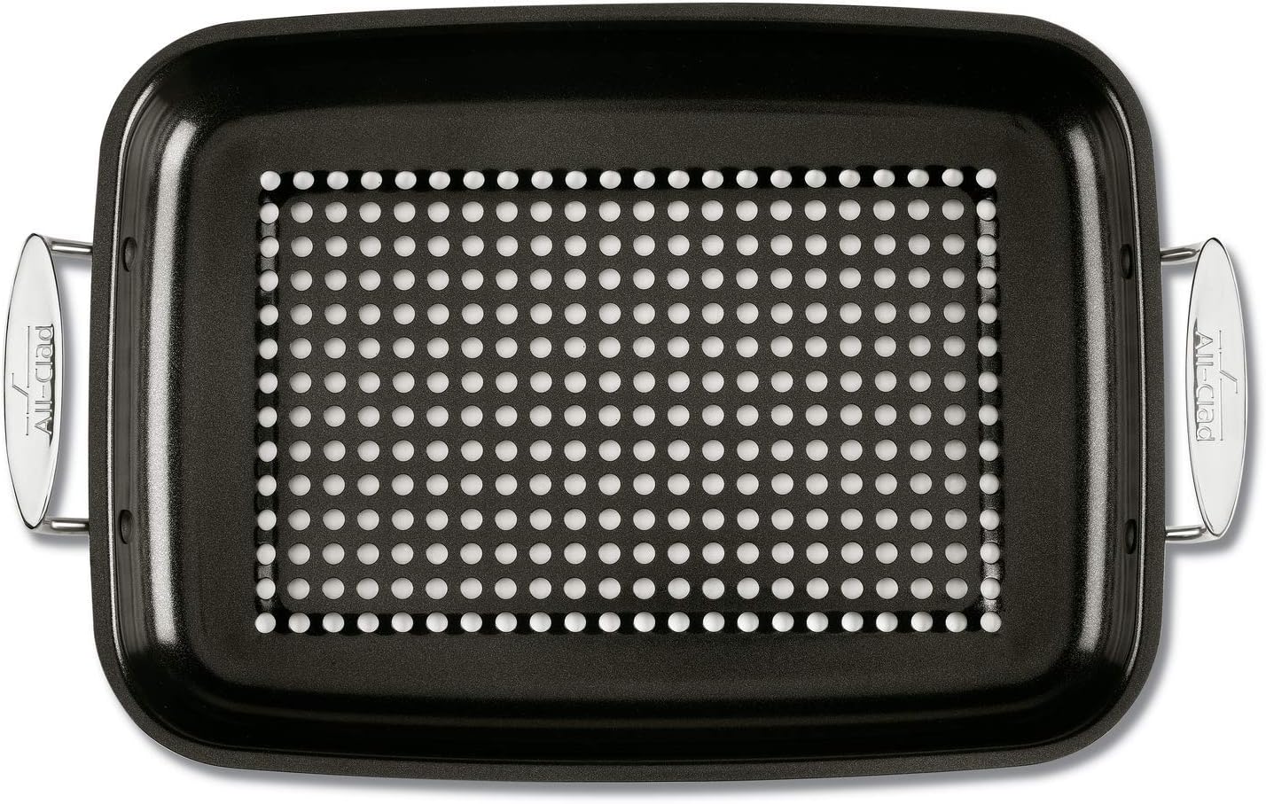 All-Clad Outdoor Nonstick Roaster Set 15x11 Inch Oven Grill Safe 500F Roaster Pan, Pots and Pans, Cookware Black