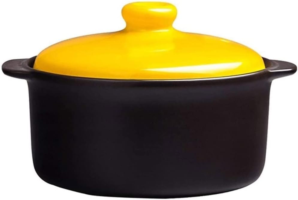Ceramic Pot Clay Pot for Cooking - Non-Slip Bottom Anti-scalding Handle Smooth Glaze 2L