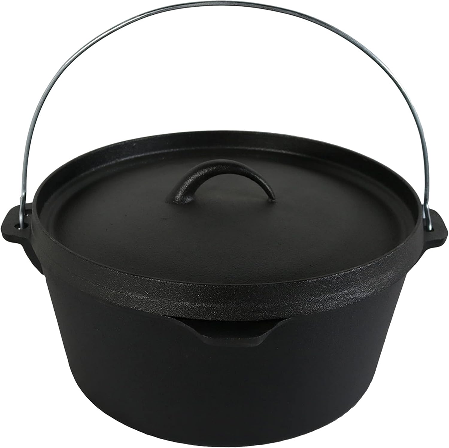 Sunnydaze 8-Quart Pre-Seasoned Cast Iron Deep Black Dutch Oven Pot with Lid and Handle - Camp Chili, Stew, and Soup Pot