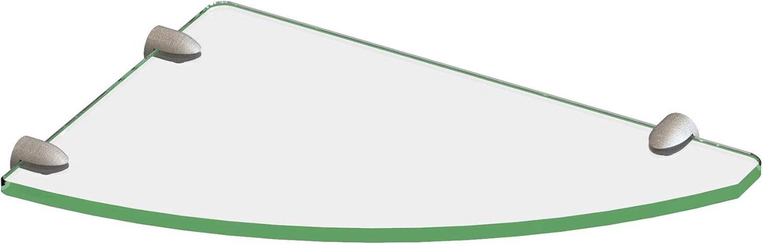 DreamLine 12 in. x 8 in. Corner Glass Shelf in Brushed Nickel