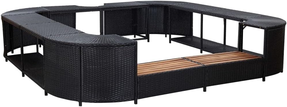 vidaXL Square Spa Surround Black 105.5