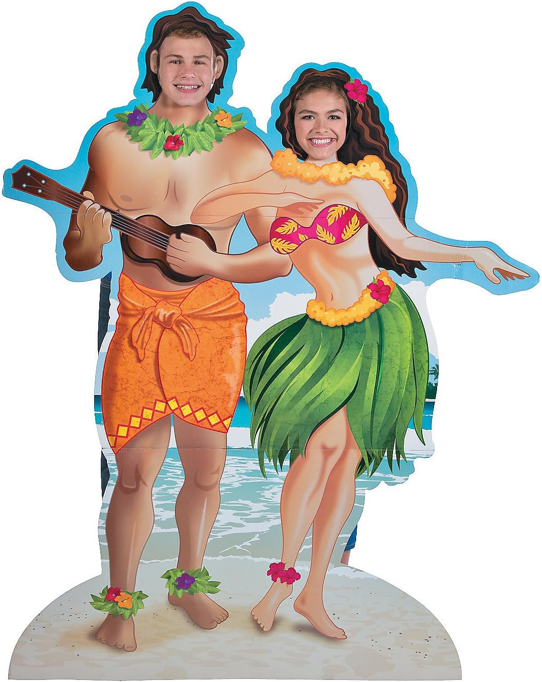 Fun Express - Hawaiian Couple Photo Stand-up - Party Decor - Large Decor - Floor Stand Ups - 1 Piece
