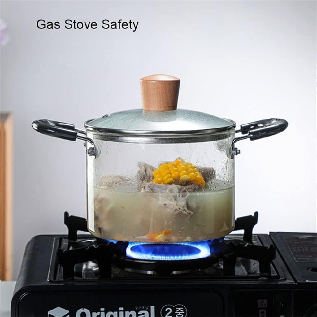 2.3L Household Glass Cooking Pot Heat-resistant Soup Transparent Salad Instant Noodle Bowl Kitchen Cookware Saucepan